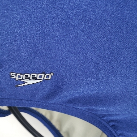 Speedo Blue One Piece Swimsuit w/CrissCross Back Sz 8 - Picture 3 of 10